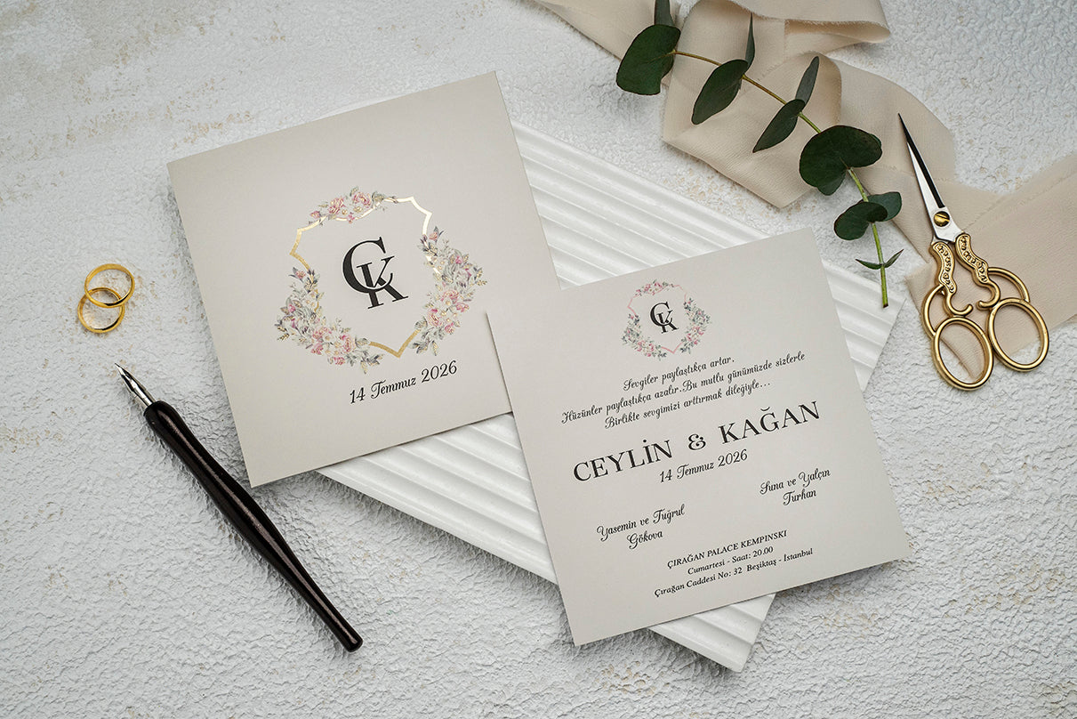 Klasik Düğün Davetiyesi Ekonom-9289
