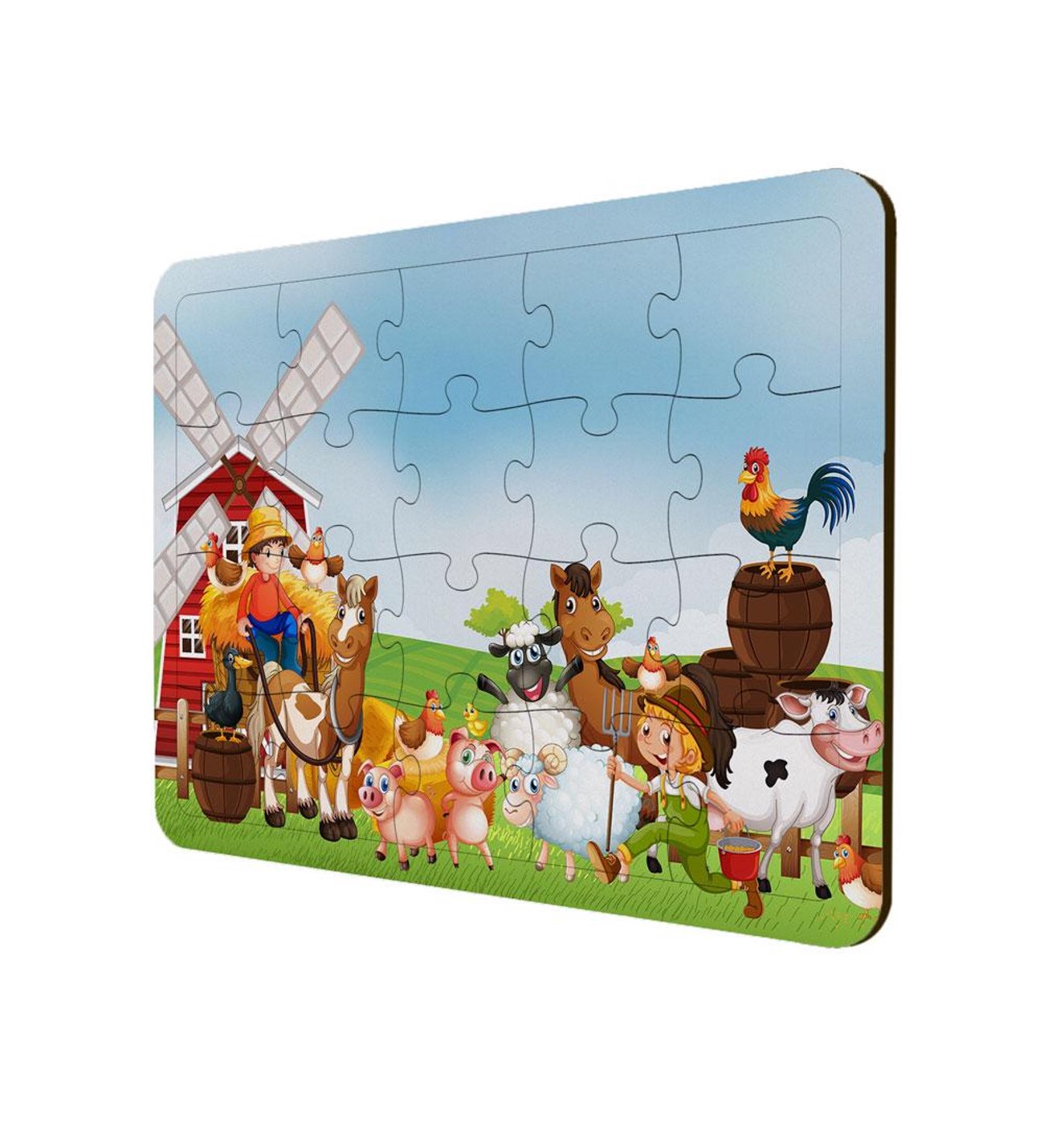 Ahşap Puzzle Çocuklar için 3'lü Çiftlik Hayvanları Seti