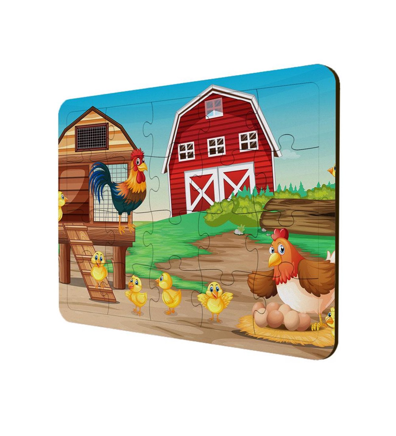 Ahşap Puzzle Çocuklar için 3'lü Çiftlik Hayvanları Seti