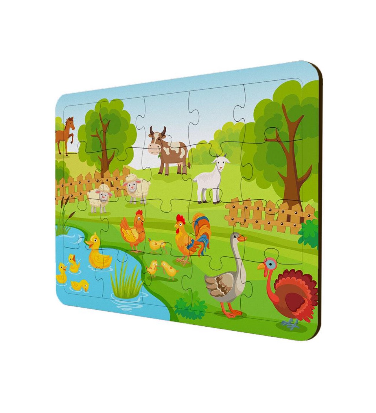 Ahşap Puzzle Çocuklar için 3'lü Çiftlik Hayvanları Seti