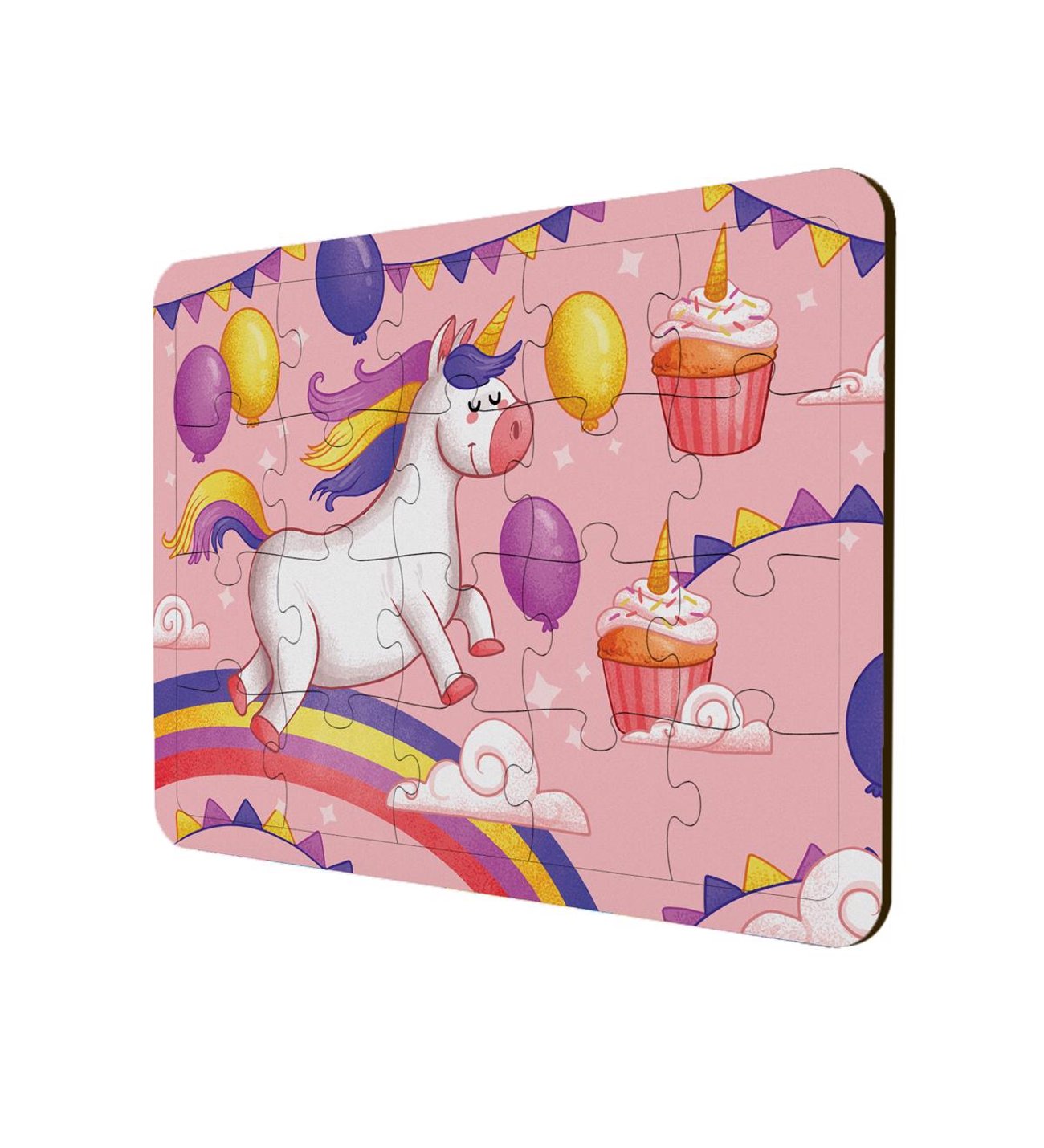 Çocuklar İçin Ahşap Puzzle 3'lü Set Unicorn Temalı